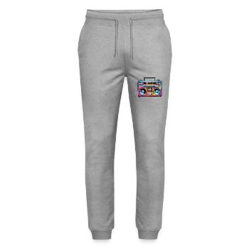 Radio / Analog / Music / Frequency / Speakers - Stanley/Stella Mover Unisex Organic Jogging Trousers - heather grey - Front - Marisol (170cm) & Nik (191cm)