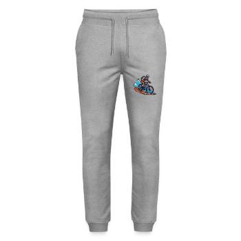 Mountain bikers Sports Mountain biking - Stanley/Stella Mover Unisex Organic Jogging Trousers - heather grey - Front - Marisol (170cm) & Nik (191cm)