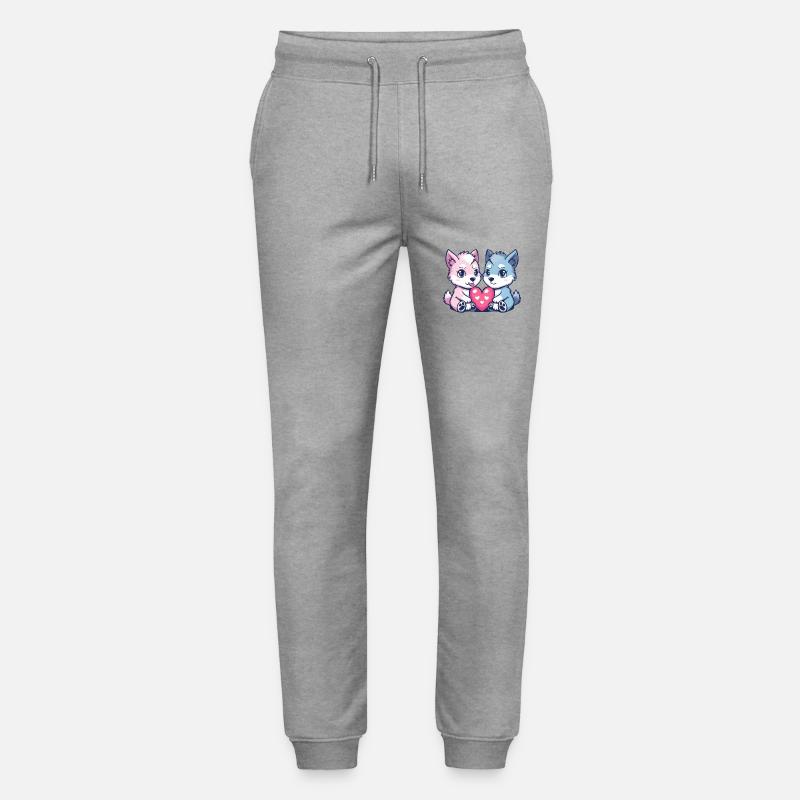 Wolf Comic Paar Liebe - Stanley/Stella Unisex Bio Jogginghose Mover  - Grau meliert