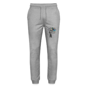 Peinture murale en briques de cheval - Pantalon de jogging bio MOVER Stanley/Stella unisexe - gris chiné - Devant - Marisol (170cm) & Nik (191cm)