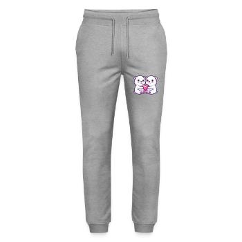 Couple d’ours polaires amoureux Animal Saint-Valentin - Pantalon de jogging bio MOVER Stanley/Stella unisexe - gris chiné - Devant - Marisol (170cm) & Nik (191cm)