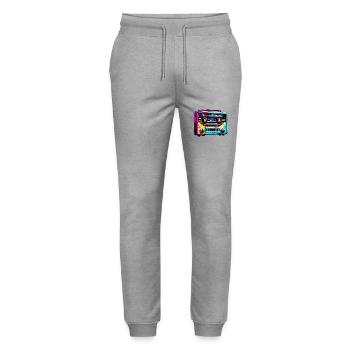 Radio / Analog / Musik / Frequenz / Lautsprecher - Stanley/Stella Unisex Bio Jogginghose Mover  - Grau meliert - Vorne - Marisol (170cm) & Nik (191cm)