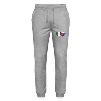 Italie Russie Drapeau Coeur Utilisé - Pantalon de jogging bio MOVER Stanley/Stella unisexe - gris chiné - Devant - Marisol (170cm) & Nik (191cm)
