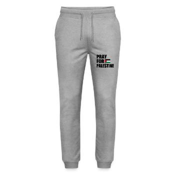 Pray for palestine - Pantalon de jogging bio MOVER Stanley/Stella unisexe - gris chiné - Devant - Marisol (170cm) & Nik (191cm)