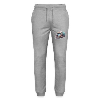Truck / LKW / Lastfahrzeug / Fracht / Straße - Stanley/Stella Unisex Bio Jogginghose Mover  - Grau meliert - Vorne - Marisol (170cm) & Nik (191cm)