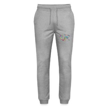 LGBT Pride Month World Map, We are all human - Stanley/Stella Mover Unisex Organic Jogging Trousers - heather grey - Front - Marisol (170cm) & Nik (191cm)