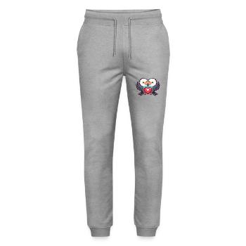 Aigle Bande Dessinée Couple Amour - Pantalon de jogging bio MOVER Stanley/Stella unisexe - gris chiné - Devant - Marisol (170cm) & Nik (191cm)