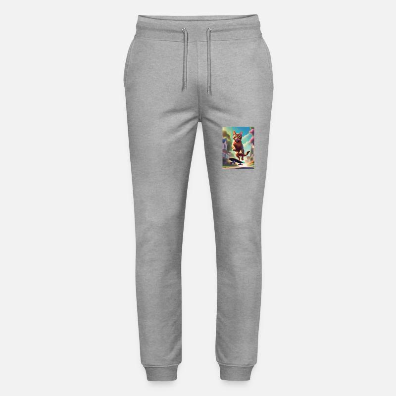 Katze Skateboaring - Stanley/Stella Unisex Bio Jogginghose Mover  - Grau meliert