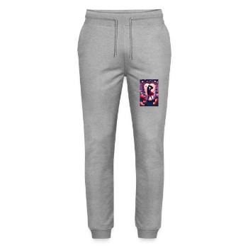 A couple in love - Stanley/Stella Mover Unisex Organic Jogging Trousers - heather grey - Front - Marisol (170cm) & Nik (191cm)