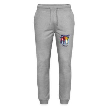 Nazare Portugal Atlantic Surfer Surfing - Stanley/Stella Mover Unisex Organic Jogging Trousers - heather grey - Front - Marisol (170cm) & Nik (191cm)