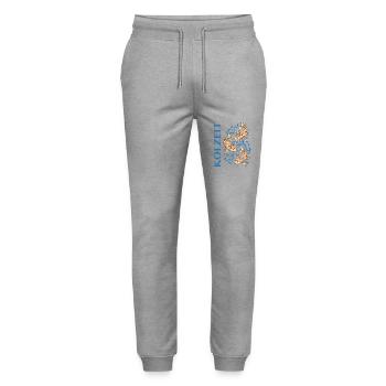 Koi Time Saying Koi Carp Lover - Stanley/Stella Mover Unisex Organic Jogging Trousers - heather grey - Front - Marisol (170cm) & Nik (191cm)