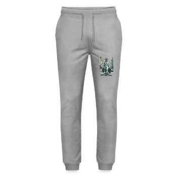 Funny Statue of Liberty USA America Sarcasm - Stanley/Stella Mover Unisex Organic Jogging Trousers - heather grey - Front - Marisol (170cm) & Nik (191cm)