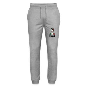 Italy Fan Design Woman – Italy Look with Bandana - Stanley/Stella Mover Unisex Organic Jogging Trousers - heather grey - Front - Marisol (170cm) & Nik (191cm)