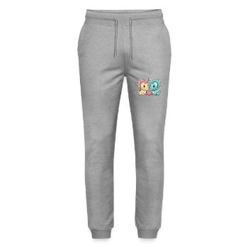 Dinosaurier triceratops Paar Liebe - Stanley/Stella Unisex Bio Jogginghose Mover  - Grau meliert - Vorne - Marisol (170cm) & Nik (191cm)