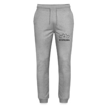 Alpenüberquerung E5 Herzschlag Fußabdrücke - Stanley/Stella Unisex Bio Jogginghose Mover  - Grau meliert - Vorne - Marisol (170cm) & Nik (191cm)