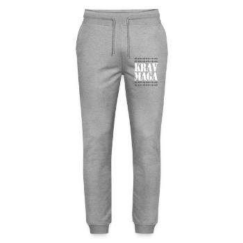 Cool Krav Maga Design - Font with Barbed Wire - Stanley/Stella Mover Unisex Organic Jogging Trousers - heather grey - Front - Marisol (170cm) & Nik (191cm)