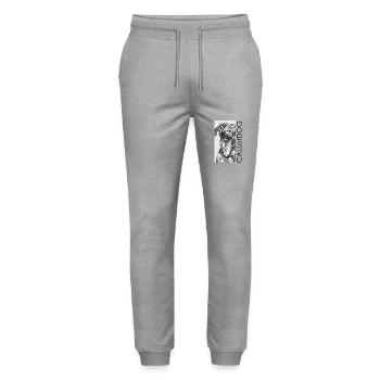 CALLofDOG, bouledogue avec lunettes de soleil - Pantalon de jogging bio MOVER Stanley/Stella unisexe - gris chiné - Devant - Marisol (170cm) & Nik (191cm)