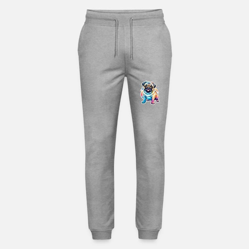 Mops Wasserfarben - Stanley/Stella Unisex Bio Jogginghose Mover  - Grau meliert