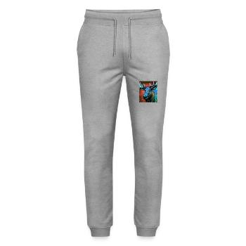 Elch Porträt - Stanley/Stella Unisex Bio Jogginghose Mover  - Grau meliert - Vorne - Marisol (170cm) & Nik (191cm)