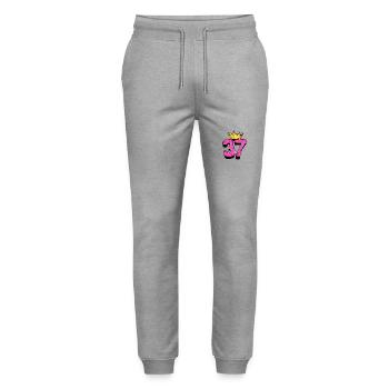 37 Number Krone - Stanley/Stella Mover Unisex Organic Jogging Trousers - heather grey - Front - Marisol (170cm) & Nik (191cm)