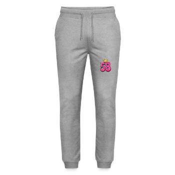 58 Number Krone - Stanley/Stella Mover Unisex Organic Jogging Trousers - heather grey - Front - Marisol (170cm) & Nik (191cm)