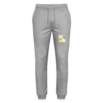 Zwergspitz Hund Silhouette Pomeranian - Stanley/Stella Unisex Bio Jogginghose Mover  - Grau meliert - Vorne - Marisol (170cm) & Nik (191cm)