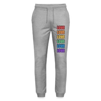 Rainbow Love LGBT Pride - Stanley/Stella Mover Unisex Organic Jogging Trousers - heather grey - Front - Marisol (170cm) & Nik (191cm)