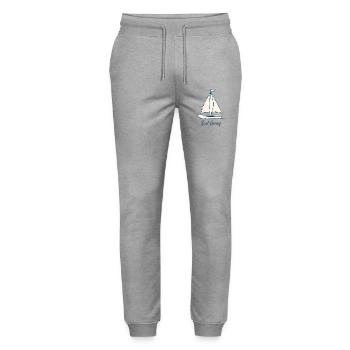 Sail Away Sailing Boat Ocean Minimal Design - Stanley/Stella Mover Unisex Organic Jogging Trousers - heather grey - Front - Marisol (170cm) & Nik (191cm)