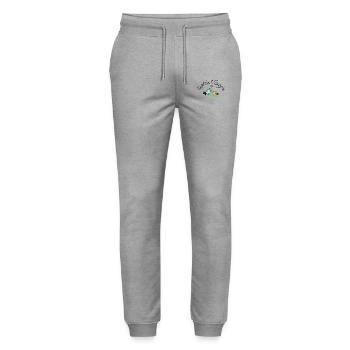 Herzallerliebst from Frekkelz & Giggelz - Stanley/Stella Mover Unisex Organic Jogging Trousers - heather grey - Front - Marisol (170cm) & Nik (191cm)