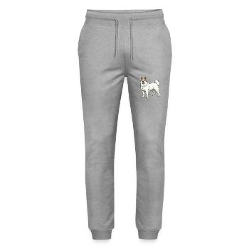 Akita Hund Tier - Stanley/Stella Unisex Bio Jogginghose Mover  - Grau meliert - Vorne - Marisol (170cm) & Nik (191cm)