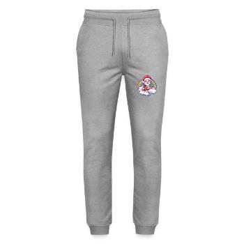 Beagle Dog Santa Claus Rainbow - Stanley/Stella Mover Unisex Organic Jogging Trousers - heather grey - Front - Marisol (170cm) & Nik (191cm)