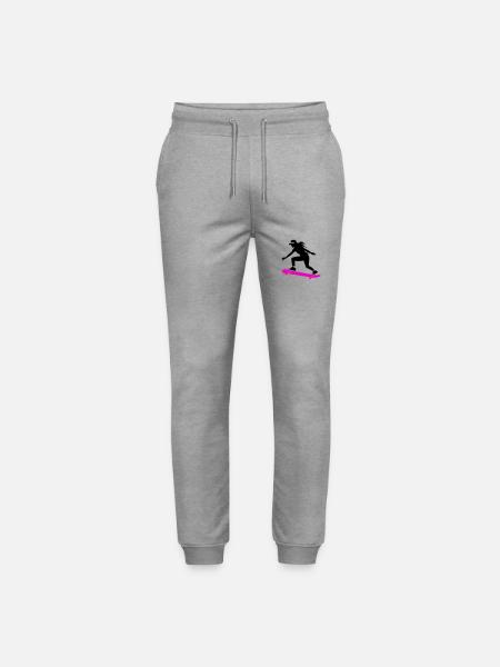Skateboarding Woman Symbol Skateboard - Stanley/Stella Mover Unisex Organic Jogging Trousers - heather grey