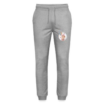 Monkey Birthday Comic - Stanley/Stella Mover Unisex Organic Jogging Trousers - heather grey - Front - Marisol (170cm) & Nik (191cm)