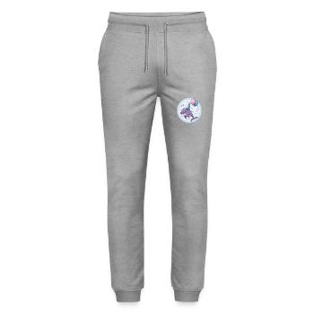 Dolphin Birthday Comic - Stanley/Stella Mover Unisex Organic Jogging Trousers - heather grey - Front - Marisol (170cm) & Nik (191cm)