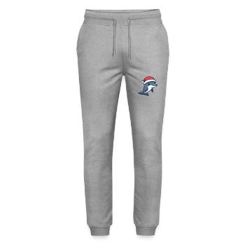 Dolphin Christmas Cute - Stanley/Stella Mover Unisex Organic Jogging Trousers - heather grey - Front - Marisol (170cm) & Nik (191cm)