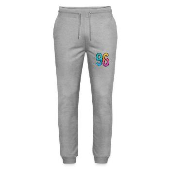 96 Symbole numérique - Pantalon de jogging bio MOVER Stanley/Stella unisexe - gris chiné - Devant - Marisol (170cm) & Nik (191cm)