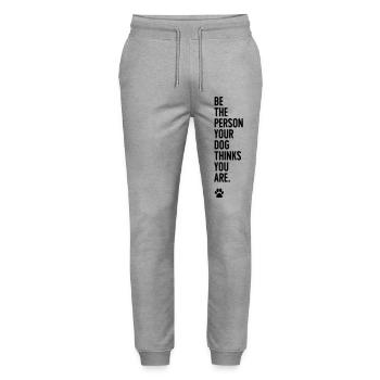 Dog-Person - Stanley/Stella Unisex Bio Jogginghose Mover  - Grau meliert - Vorne - Marisol (170cm) & Nik (191cm)