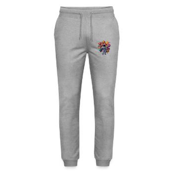 Astronaut with planet lollipops in hands - Stanley/Stella Mover Unisex Organic Jogging Trousers - heather grey - Front - Marisol (170cm) & Nik (191cm)