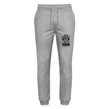 TEAM Teckel à poil dur Chien Chiens Wilsigns - Pantalon de jogging bio MOVER Stanley/Stella unisexe - gris chiné - Devant - Marisol (170cm) & Nik (191cm)