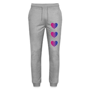 Bi Flag hearts - Stanley/Stella Mover Unisex Organic Jogging Trousers - heather grey - Front - Marisol (170cm) & Nik (191cm)