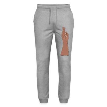 Fingers Crossed Hand Vintage Good Luck Hope - Stanley/Stella Mover Unisex Organic Jogging Trousers - heather grey - Front - Marisol (170cm) & Nik (191cm)