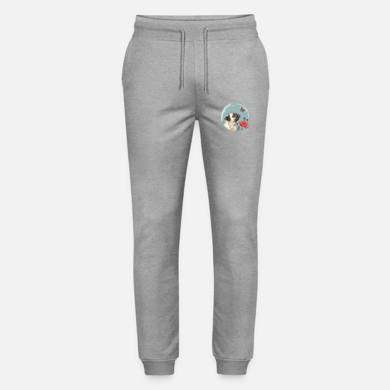 Mops mit Schmetterling - Stanley/Stella Unisex Bio Jogginghose Mover  - Grau meliert