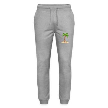 Happiness mit Palme - Smile on your face - Stanley/Stella Unisex Bio Jogginghose Mover  - Grau meliert - Vorne - Marisol (170cm) & Nik (191cm)