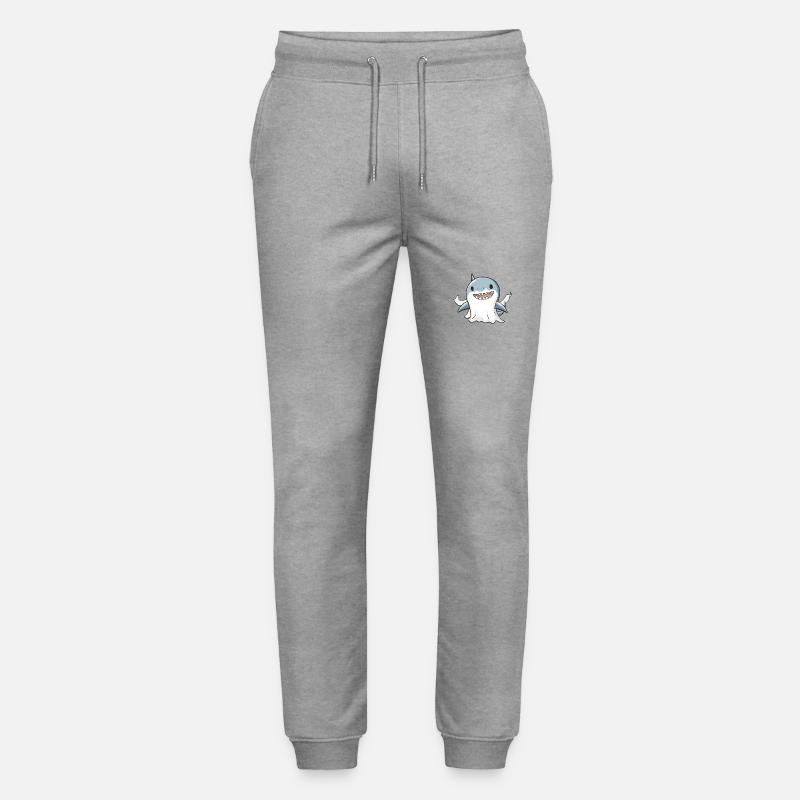 Shark Halloween Comic Ghost - Stanley/Stella Mover Unisex Organic Jogging Trousers - heather grey
