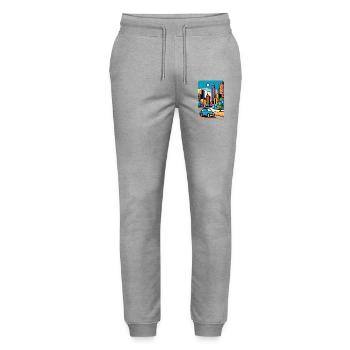 Car in the city - Stanley/Stella Mover Unisex Organic Jogging Trousers - heather grey - Front - Marisol (170cm) & Nik (191cm)