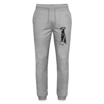 Dalmatian Puppy Pattern Contrast - Stanley/Stella Mover Unisex Organic Jogging Trousers - heather grey - Front - Marisol (170cm) & Nik (191cm)