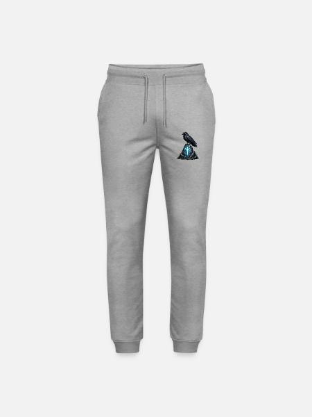Rabe auf Runenfels mit Leuchtzeichen - Stanley/Stella Unisex Bio Jogginghose Mover  - Grau meliert