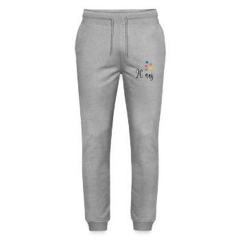 20 ANS. 20e ANNIVERSAIRE. ANNIVERSAIRE 20 ANS. 20 - Pantalon de jogging bio MOVER Stanley/Stella unisexe - gris chiné - Devant - Marisol (170cm) & Nik (191cm)