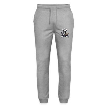 Old Man Baking Skull with Baker's Hat Baking Bread - Stanley/Stella Mover Unisex Organic Jogging Trousers - heather grey - Front - Marisol (170cm) & Nik (191cm)