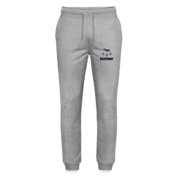 ALLES GUTE ZUM GEBURTSTAG!. ALLES GUTE ZUM GEBURTSTAG!. JAHRESTAG. - Stanley/Stella Unisex Bio Jogginghose Mover  - Grau meliert - Vorne - Marisol (170cm) & Nik (191cm)